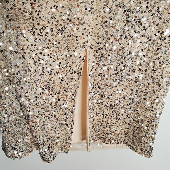 Mac Duggal 5526 Sleeveless Sequined Midi Cocktail Dress Rosewood Cream Size 14 - Picture 8 of 12